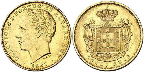 1881. Portugal. Luis I. 10000 ... 