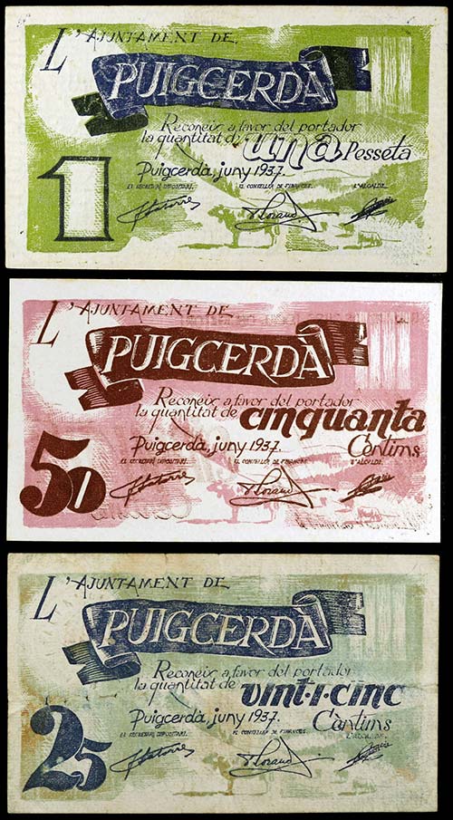 Puigcerdà. 25, 50 céntimos (dos) ... 