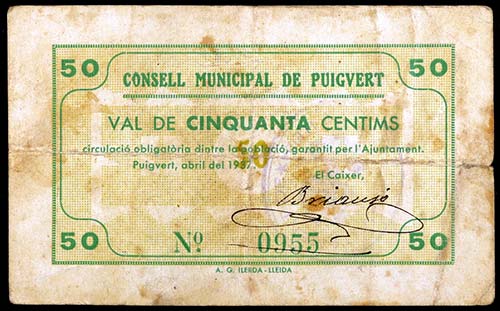 Puigverd de Lleida. 50 céntimos. ... 
