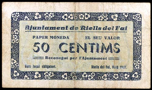 Riells del Fai. 50 céntimos. (T. ... 