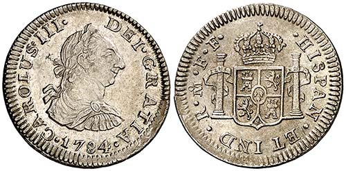 1784. Carlos III. México. FF. 1/2 ... 