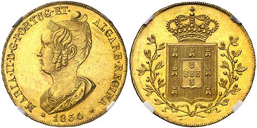 1834.  Portugal. María II. ... 