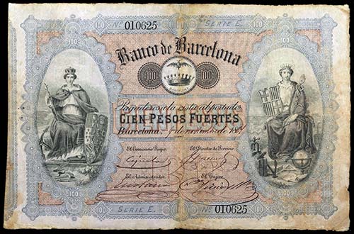 1867. Banco de Barcelona. 100 ... 