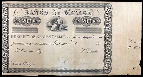 18...(1856). Banco de Málaga. 200 ... 