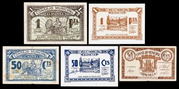 Lote de 5 billetes distintos de la ... 
