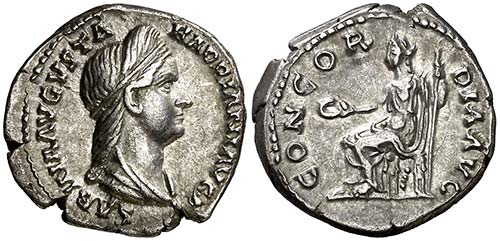 (129 d.C.). Sabina. Denario. ... 