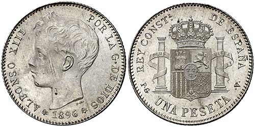 1896*1896. Alfonso XIII. 1 peseta. ... 