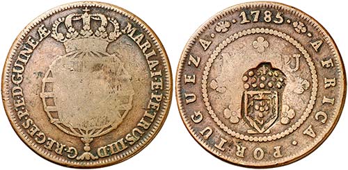 (1837). Angola. 2 macutas. (Kr. ... 