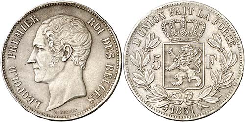 1851. Bélgica. Leopoldo I. 5 ... 