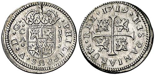 1719. Felipe V. Cuenca. JJ. 1/2 ... 