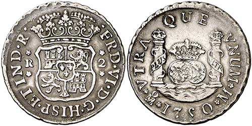 1750. Fernando VI. México. M. 2 ... 