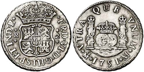 1751. Fernando VI. México. M. 2 ... 
