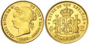 1868. Isabel II. Manila. 4 pesos. ... 