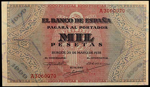 1938. Burgos. 1000 pesetas. (Ed. ... 