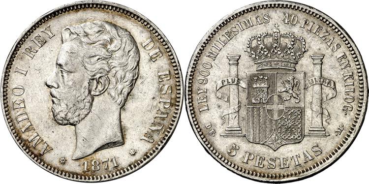 1871*1873. Amadeo I. DEM. 5 ... 