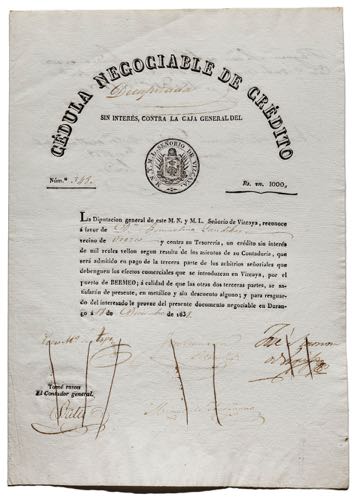1838. Cédula Negociable de ... 