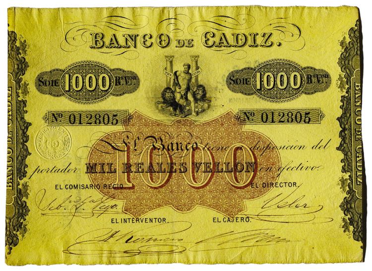 (1847). Banco de Cádiz. 1000 ... 