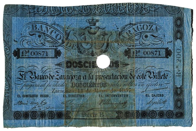 1857. Banco de Zaragoza. 200 ... 
