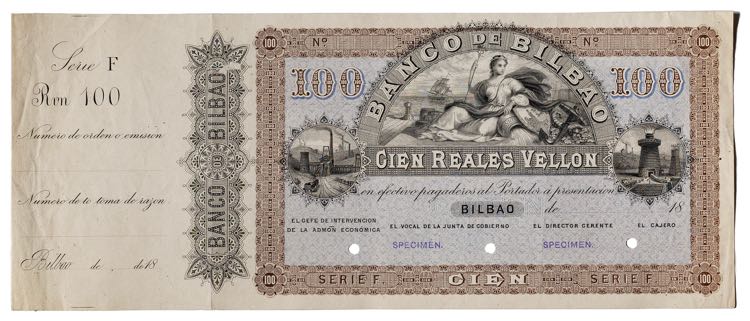(1857). Banco de Bilbao. 100 ... 