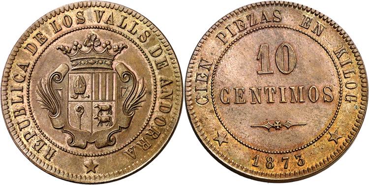1873. Andorra. 10 céntimos. (AC. ... 