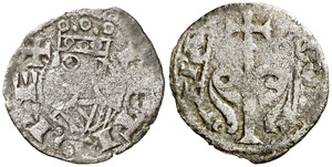 Pere I (1196-1213). Aragón. Óbolo jaqués. ... 