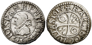 1613. Felipe III. Barcelona. 1/2 croat. ... 