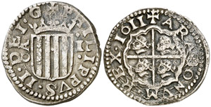 1611. Felipe III. Zaragoza. 1 real. ... 