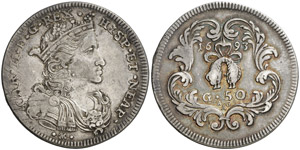 1693. Carlos II. Nàpols. AG/A. 1/2 ducat. ... 