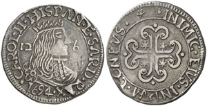 1694. Carlos II. Sardenya (Cagliari). 2 1/2 ... 