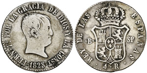 1823. Fernando VII. Barcelona. SP. 4 reales. ... 