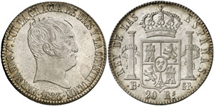 1823. Fernando VII. Barcelona. SP. 20 ... 