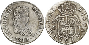 1812. Fernando VII. Catalunya. SF. 2 reales. ... 