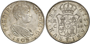 1809. Fernando VII. Catalunya. SF. 8 reales. ... 