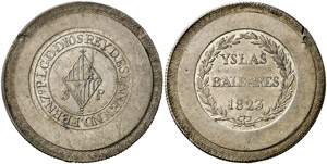 1823. Fernando VII. Mallorca. 5 pesetas. ... 