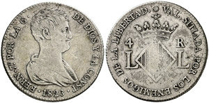 1823. Fernando VII. València. 4 reales. ... 