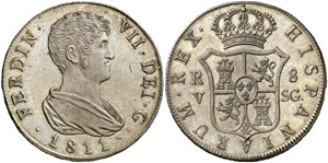 1811. Fernando VII. València. SG. 8 reales. ... 