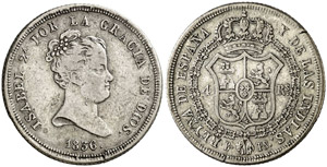 1836. Isabel II. Barcelona. PS. 4 reales. ... 