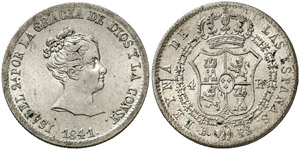 1841. Isabel II. Barcelona. PS. 4 reales. ... 