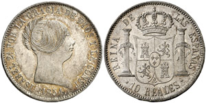 1854. Isabel II. Barcelona. 10 reales. (Cal. ... 