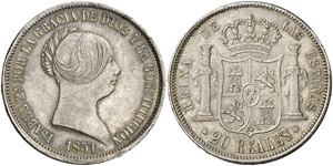 1851. Isabel II. Barcelona. 20 reales. (Cal. ... 