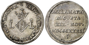 1833. Isabel II. València. Medalla de ... 