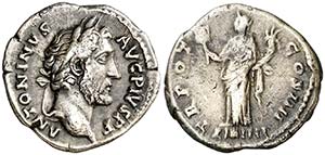 (145 d.C.). Antonino pío. Denario. (Spink ... 