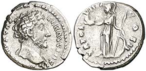(153-154 d.C.). Marco Aurelio. Denario. ... 