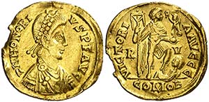 (408-423 d.C.). Honorio. Ravenna. Sólido. ... 