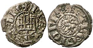 Fernando IV (1295-1312). Coruña. Dinero. ... 