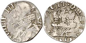 1619. Felipe III. Nápoles. FC/C 15 granos. ... 