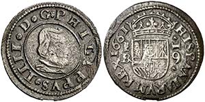 1661. Felipe IV. Segovia. . 16 maravedís. ... 