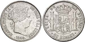 1858. Isabel II. Madrid. 20 reales. (Cal. ... 