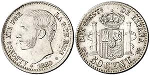 1880*80. Alfonso XII. MSM. 50 céntimos. ... 