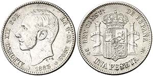 1883*--83. Alfonso XII. MSM. 1 peseta. (Cal. ... 